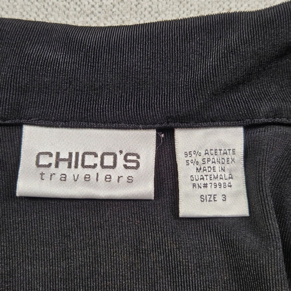 Chico's Travelers Black Tie Front Long Sleeve Topper Women's Size 3 (XL) Layer - Picture 4 of 7